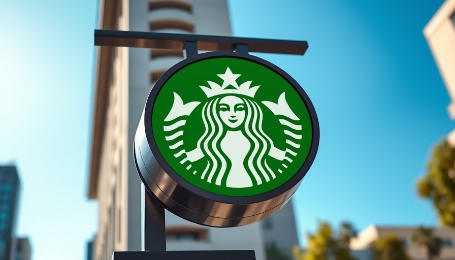 Starbucks logo sign against a clear blue sky, summer 2025.
