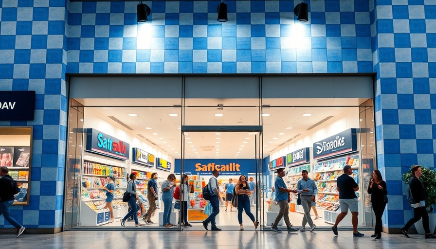 Bath & Body Works store entrance with customers browsing inside.