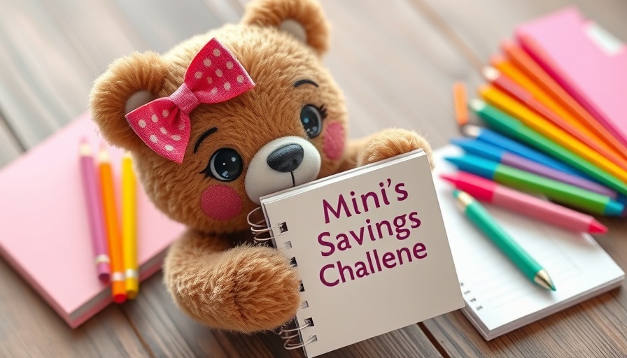 Saving money theme with cartoon bear and planner.