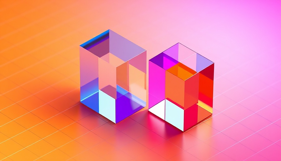 Colorful geometric shapes representing Google AI Mode for Businesses on a grid.