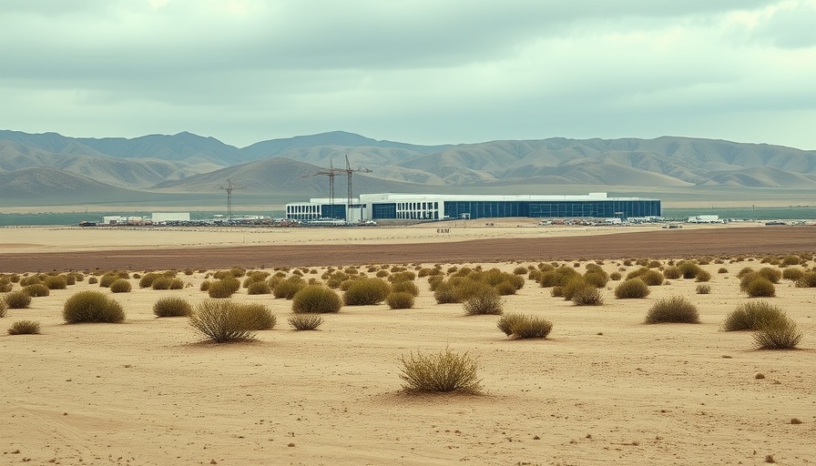 Desert landscape with data center construction reflecting boom.