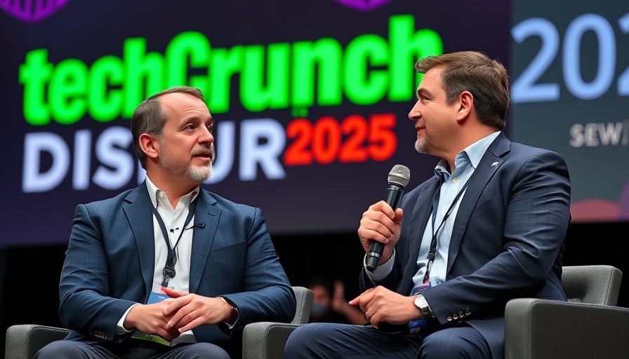 Panel discussion at TechCrunch Disrupt 2025 with two engaged speakers.
