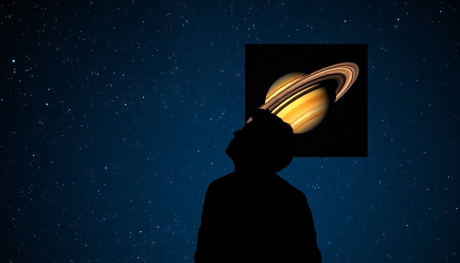 Person observing visible celestial bodies with Saturn inset.