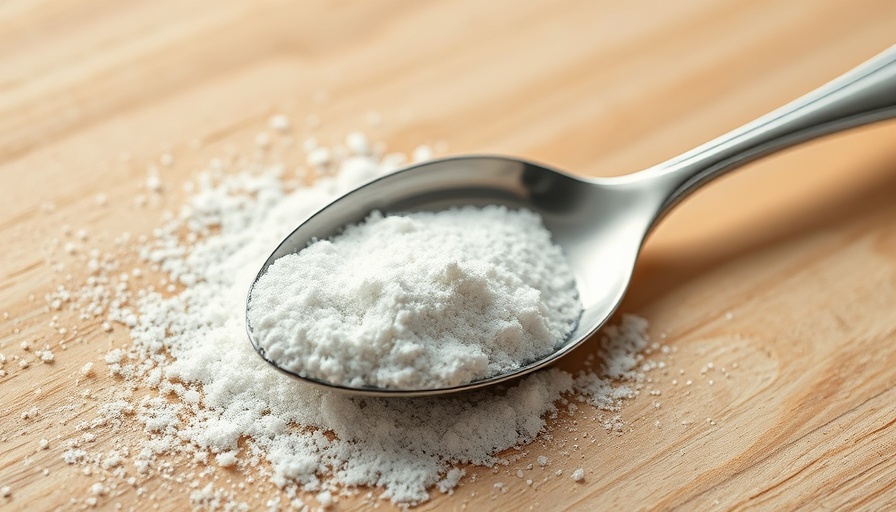 Close-up of a spoon with white powder, cream of tartar substitute.