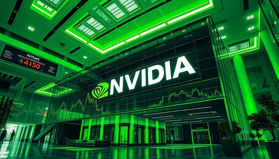 Nvidia Q1 earnings report impact represented by futuristic building with charts.