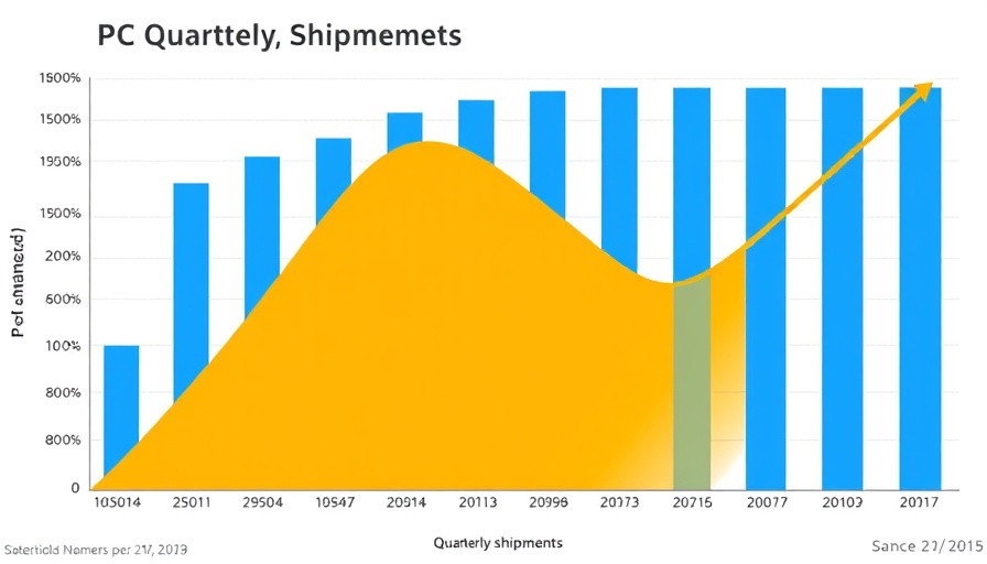 PC market growth chart showing shipments and growth rates in 2025.