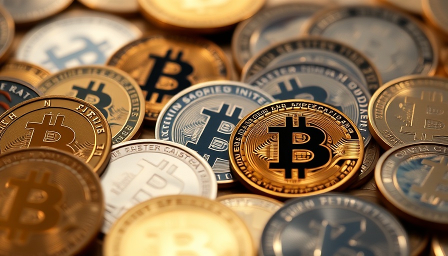 Close-up of various cryptocurrency coins symbolizing banks' cautious entry into crypto.