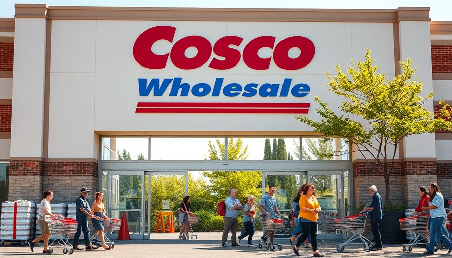 Entrance of Costco with shoppers using carts