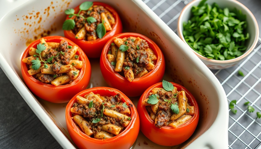 Nutritious roasted stuffed tomatoes with herbs for weight loss.
