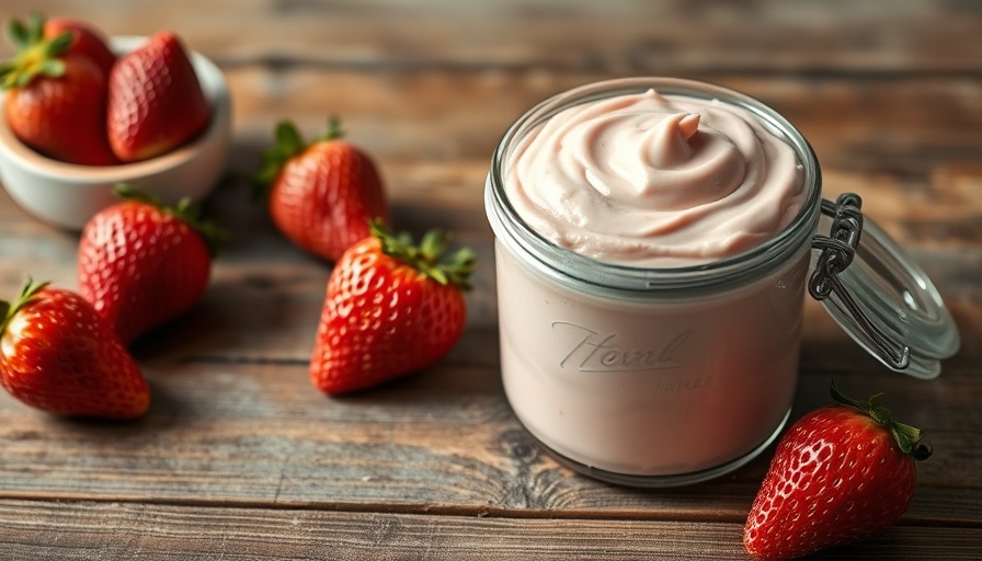 Strawberry cream cheese frosting in a glass jar.
