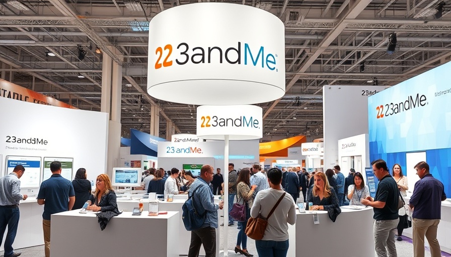 23andMe booth at exhibition with attendees gathering information