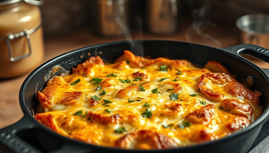 Healthy Casseroles: Golden-brown casserole with cheese and herbs in a skillet.