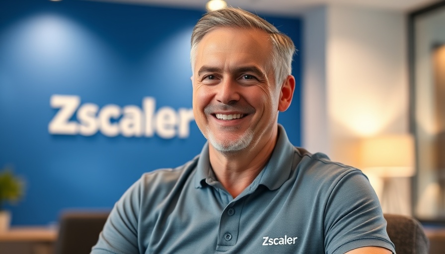 Middle-aged man in Zscaler polo smiling indoors, Zero Trust Everywhere backdrop.