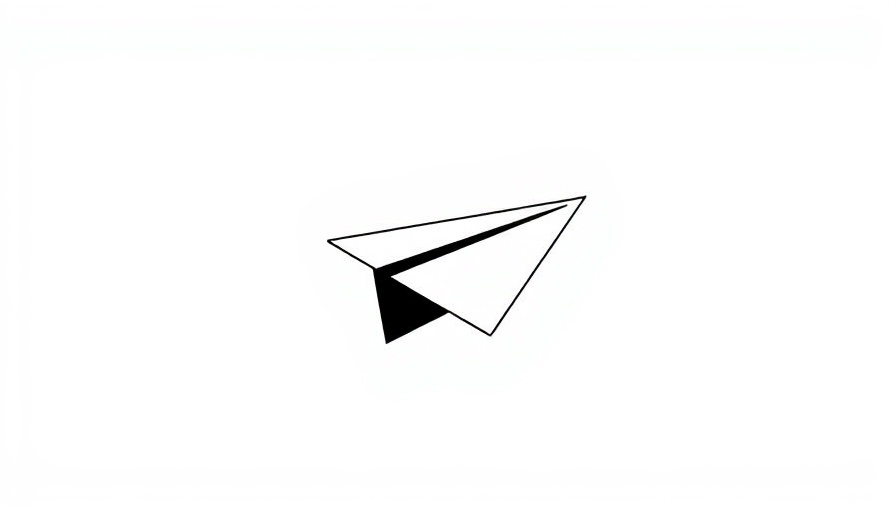 Minimalistic paper airplane icon representing an AI nonfiction book generator