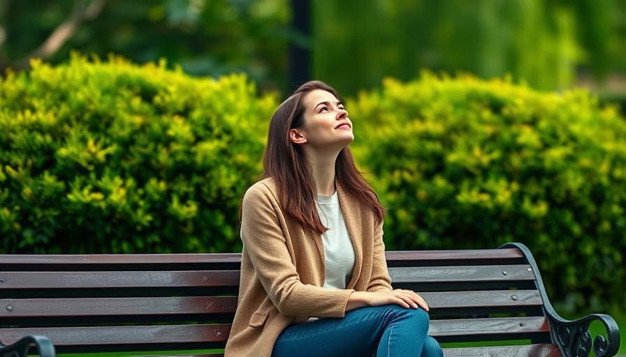 Contemplative woman in park bench reflecting on how AI can improve a city.