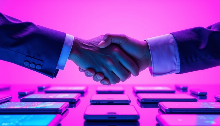 AI negotiations for SMEs depicted by a digital handshake through phones.