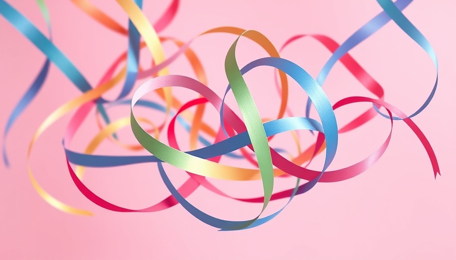 Colorful ribbons on pastel background, illustrative of AI in hiring processes.