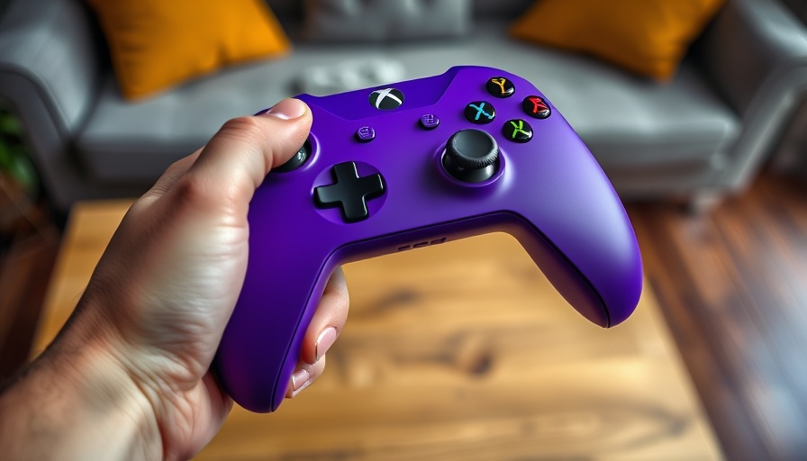 Hands holding a purple Xbox controller, next generation design.