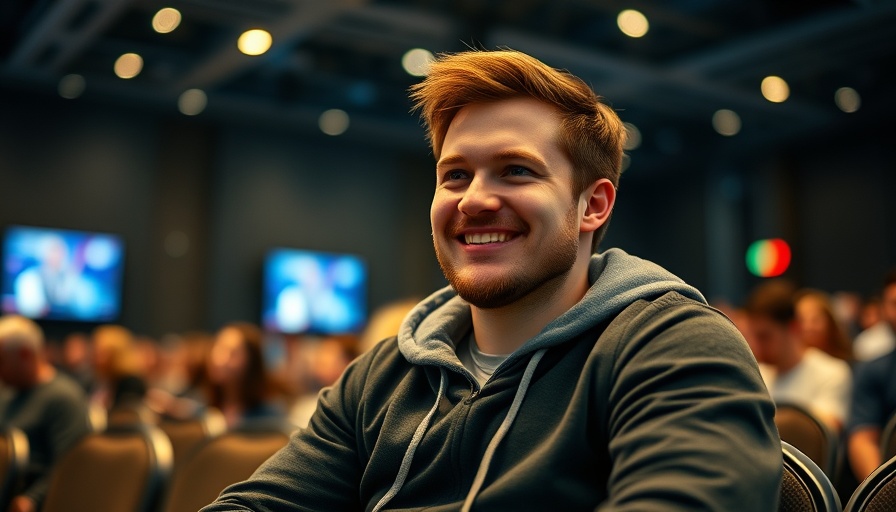 Man discussing Meta AI research efforts at a tech conference.