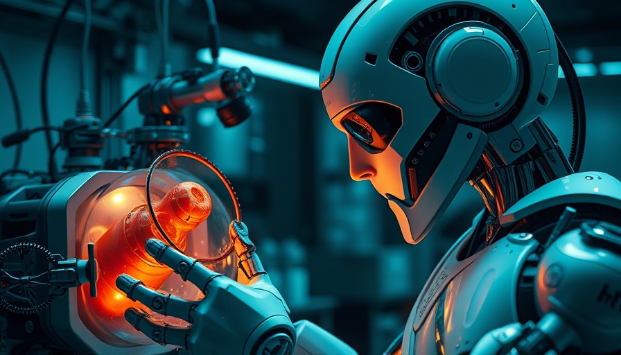 AI robot handling a biohazard device, AI biological weapons development risks.