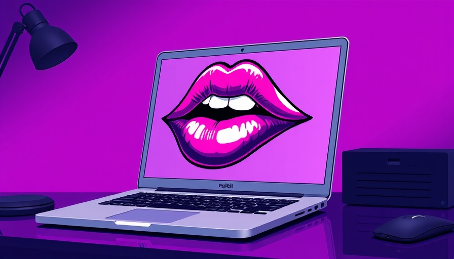 Vibrant laptop displaying colorful lips, DeepSeek chatbot responses.