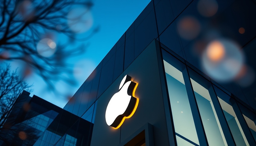 Apple logo at night, surrounded by bokeh lights.