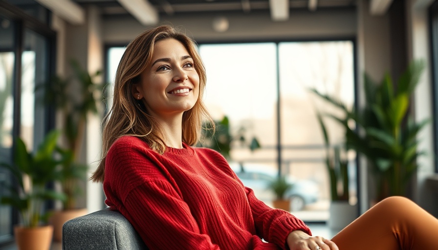 Magazine cover showcasing a woman in a red sweater indoors.