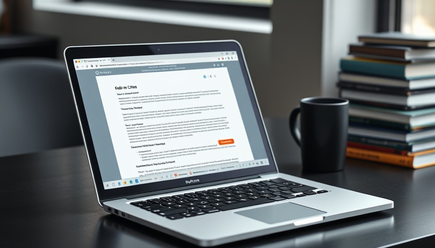 PDF editing software displayed on laptop in a modern workspace.