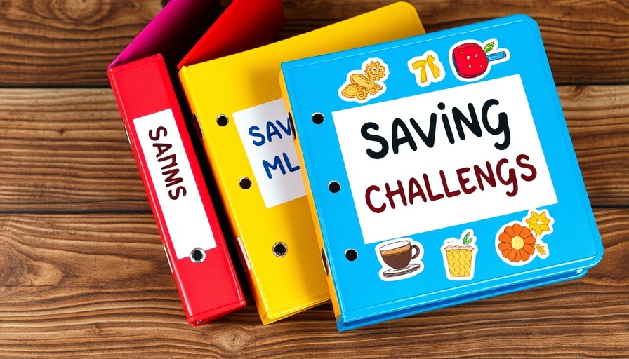Colorful binders for savings challenges to eliminate debt.