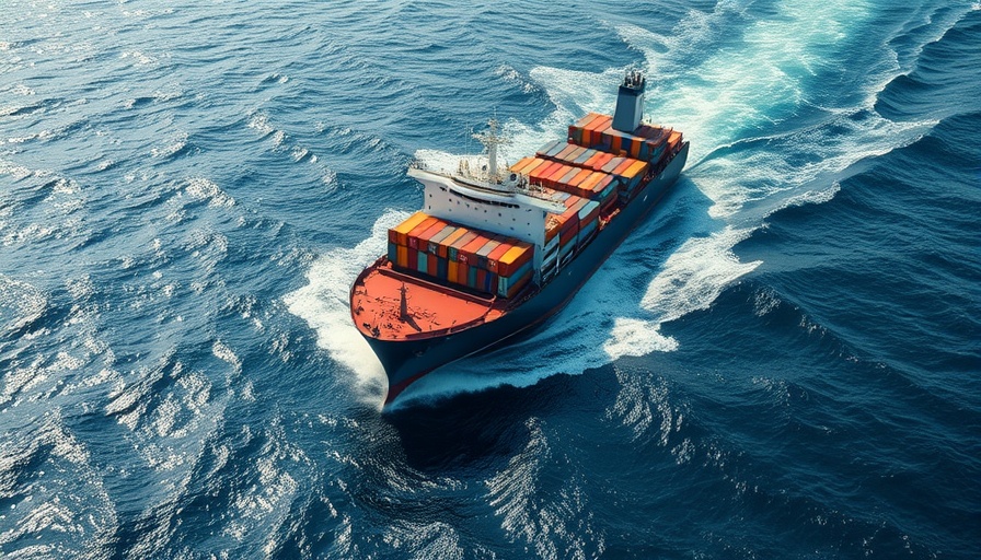 Aerial view of a cargo ship in the ocean, NYK maritime fintech.