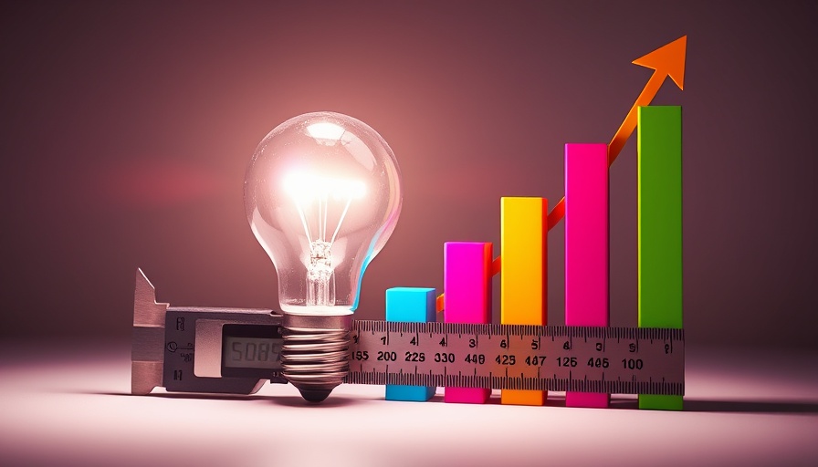 AI benchmarks for small businesses digital illustration with lightbulb and chart.