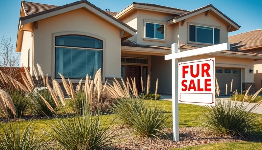 Real estate sign in front of modern home showing home price hikes slowing.