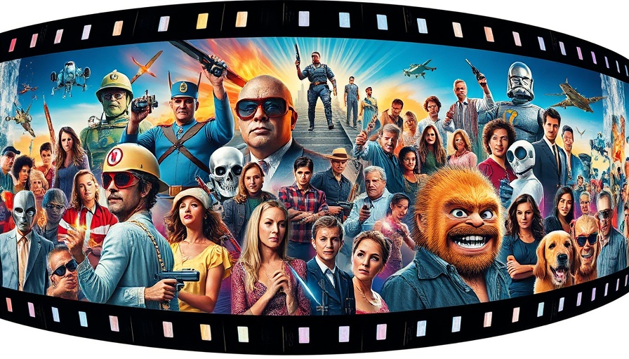 Iconic pre-CGI movies depicted in a colorful film strip collage.