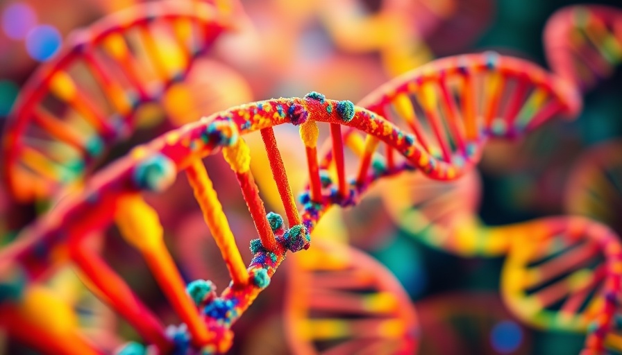 Colorful DNA sequence displaying complex data for Google DeepMind AI applications.