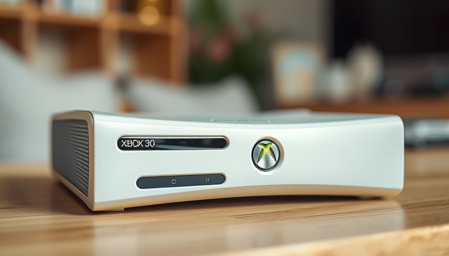 Close-up of Xbox 360 console on a wooden surface, featuring the logo.