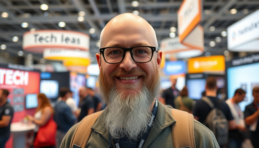 Open source developer at tech conference discussing global cybersecurity laws.