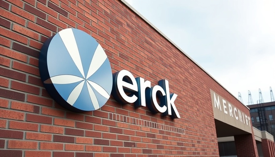Merck sign on brick wall symbolizing corporate presence.