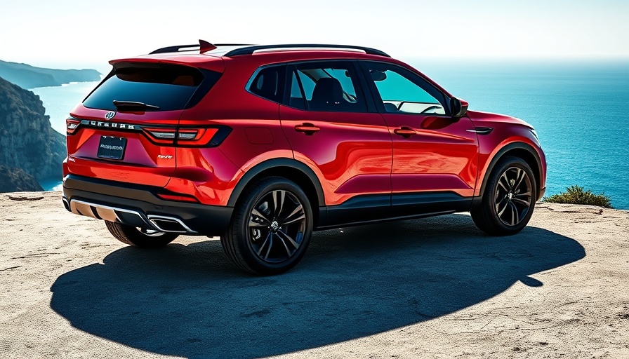Sleek red SUV with ocean backdrop, highlighting affordable SUVs with low maintenance costs.