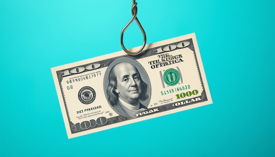 Hundred-dollar bill on a hook symbolizing enticement, linked to Colombian gangs use social media to recruit children.