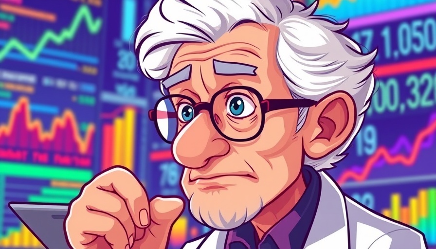 Cartoon scientist analyzing data stacks, symbolizing data labeling startup.