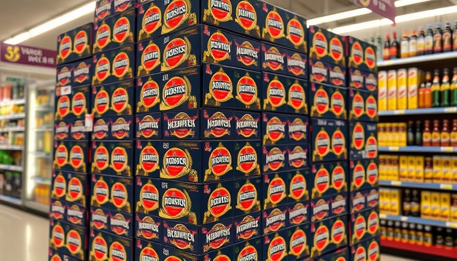 Impact of tariffs on local businesses showing beer boxes in store.