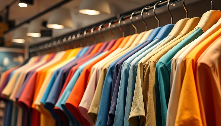 Colorful shirts on hangers at free back to school uniform events.