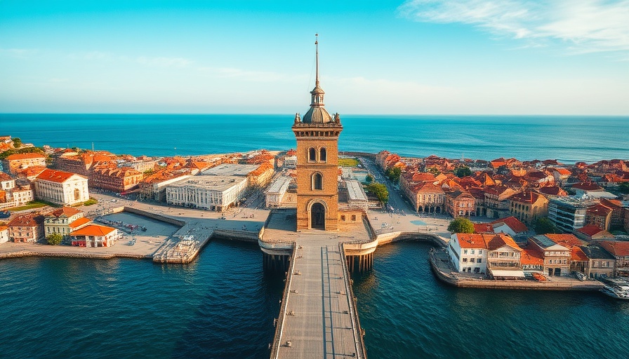 Scenic aerial view of a seaside location with pier, iconic tower, cheapest and most expensive seaside locations.