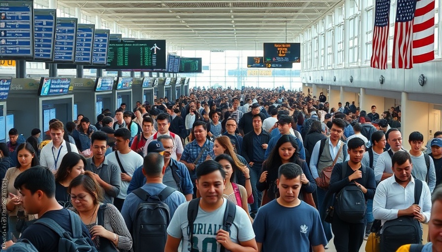 Crowded airport terminal illustrating Airlines Balancing Heavy Travel with Falling Fares.
