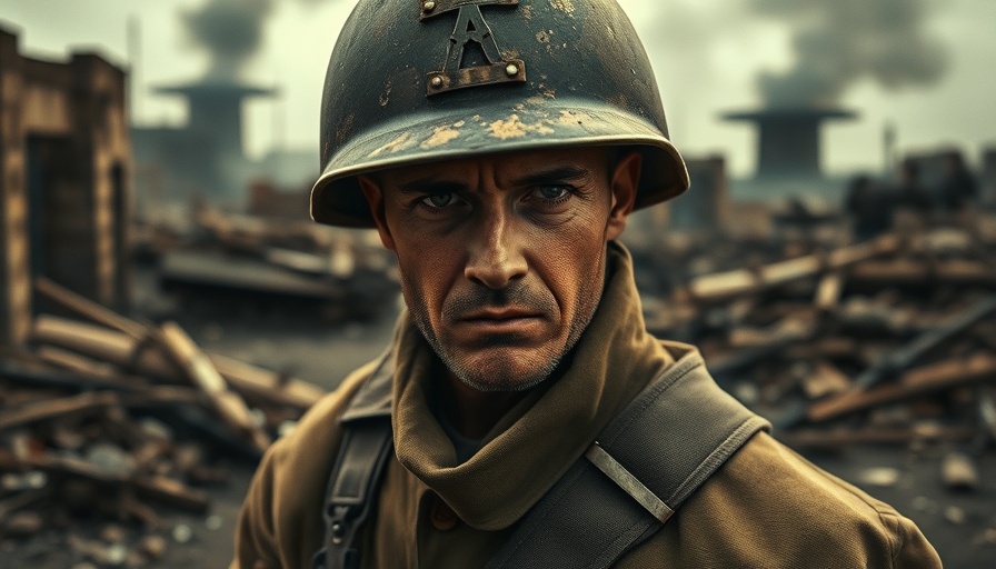 WW2 soldier gazing into distance amid ruins, Call of Duty hacking incident theme