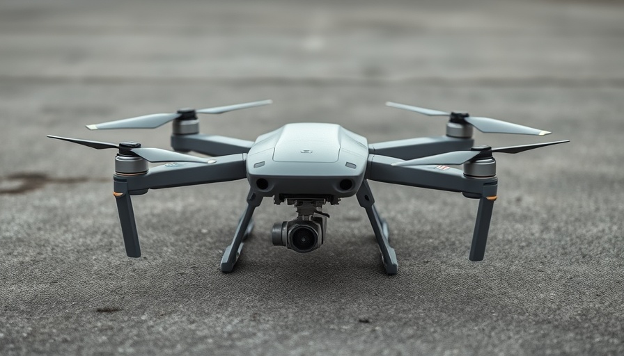 Camouflaged drone for mobile drone manufacturing on display.