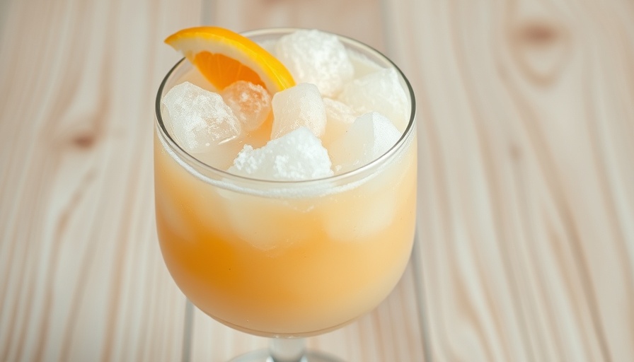 Appetizing frozen paloma cocktail on light wooden surface.