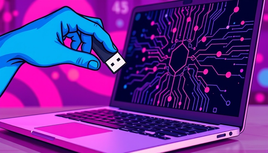 Run local AI models illustration with USB and laptop.