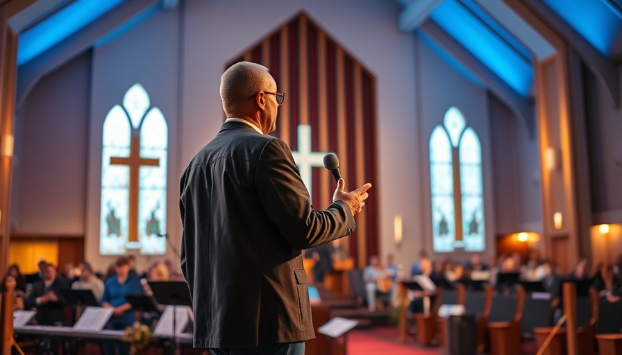 Church service with speaker discussing daily Bible reading.