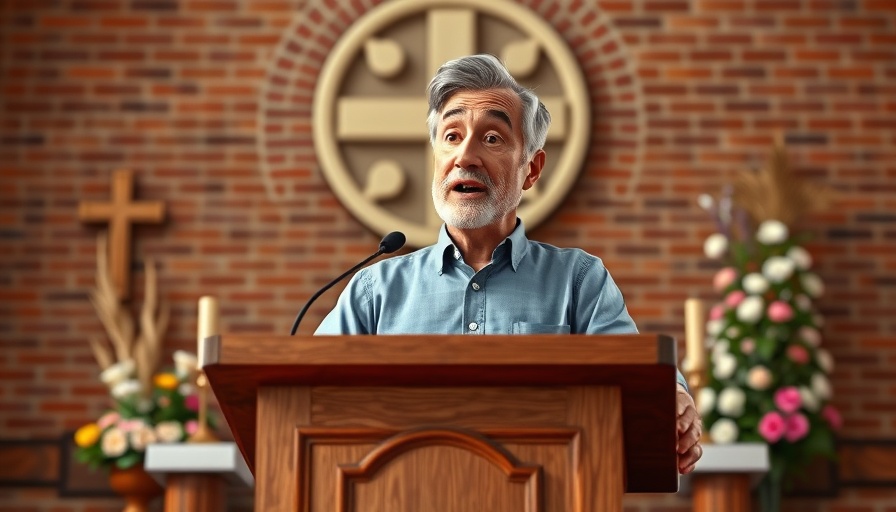 Man delivering a sermon in a church setting.
